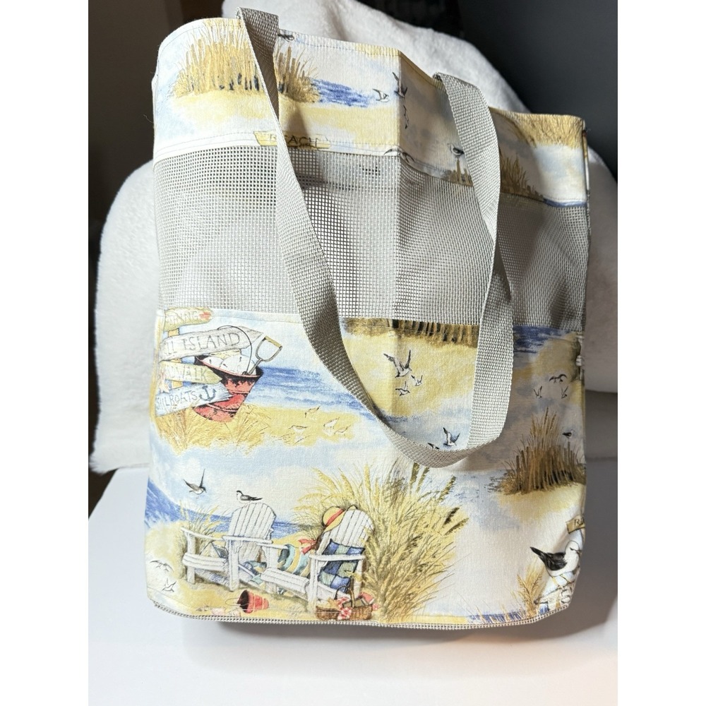 Beach Sand Seahorse Seagulls Pelican Large Tote NEW Lightweight 14 X 16"